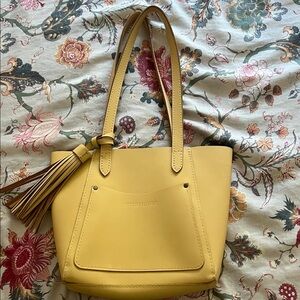 Portland Leather Mustard Tote with Tassel